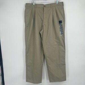 NWT Puritan Men's Khaki Pleated‎ Classic Fit Wrinkle Resistant Pants Size 36x29
